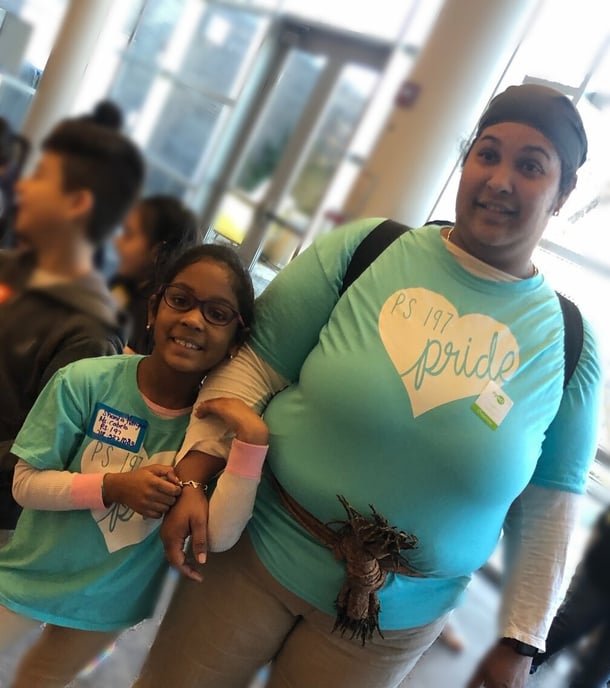 The Ocean School 3rd grader Shania with her mother, Shelly